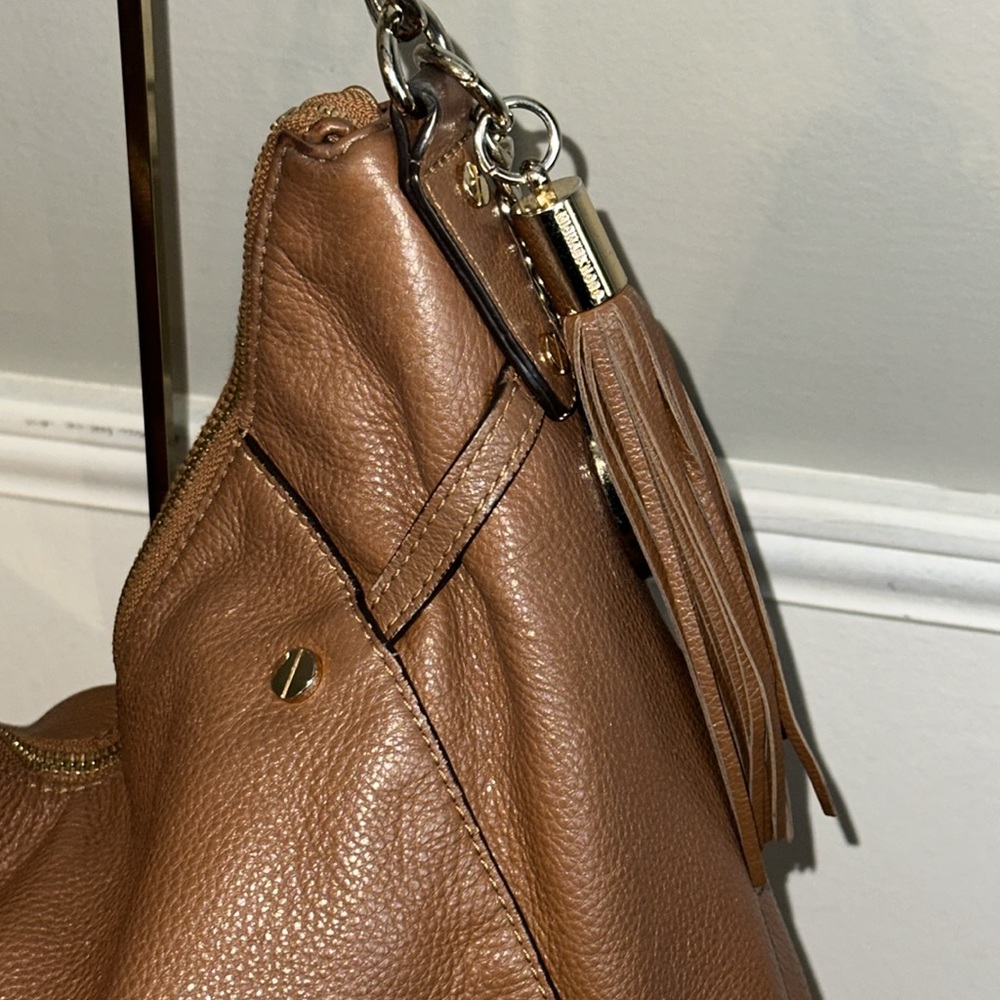 Chestnut Brown Micheal Kors hobo bag‎ AI-1403 chain strap zip top - Picture 4 of 11